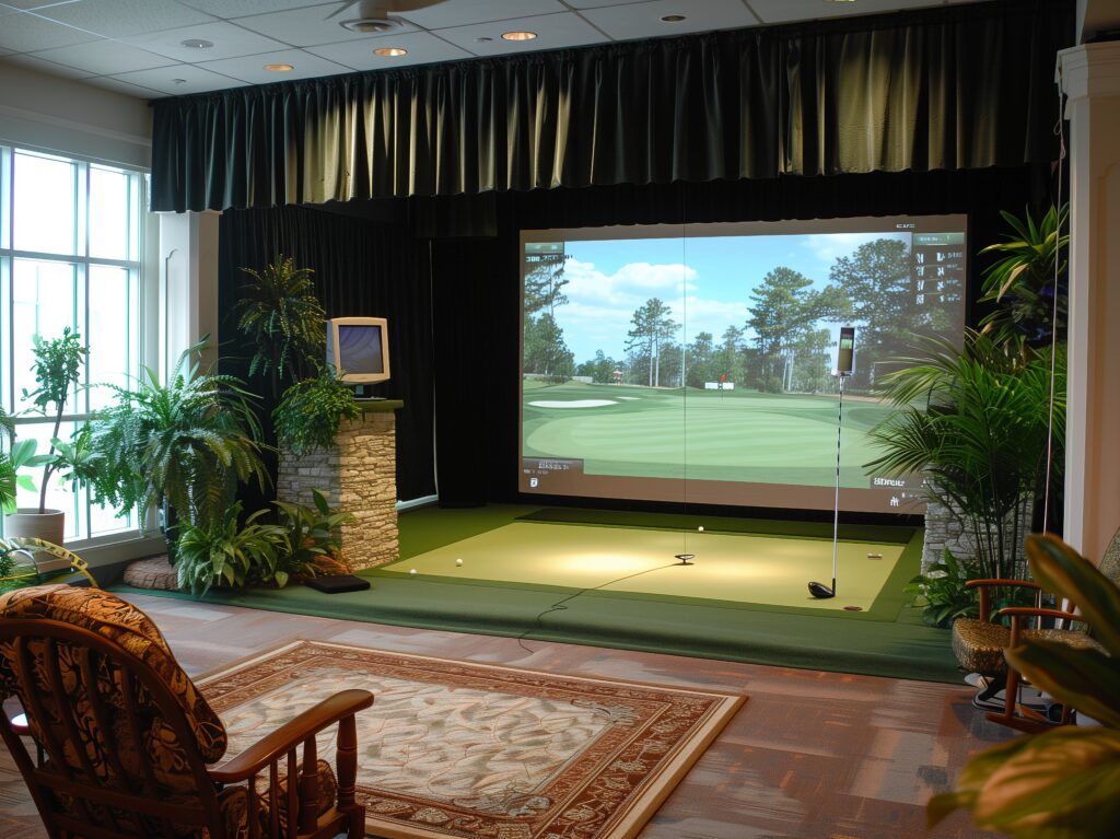 indoor golf simulator shed