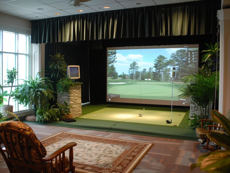 indoor golf simulator shed